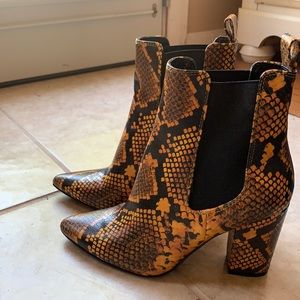 Snake print ankle boots